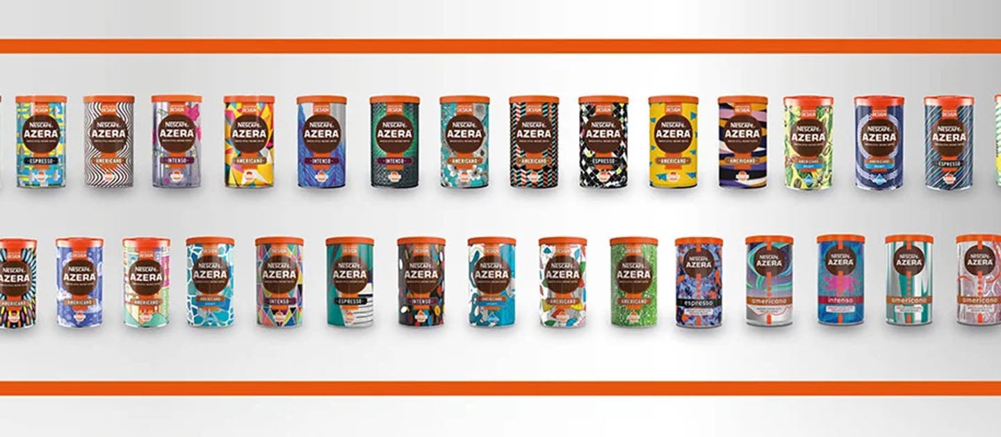 Nescafé Azera limited edition tin designs from 2015 to 2019