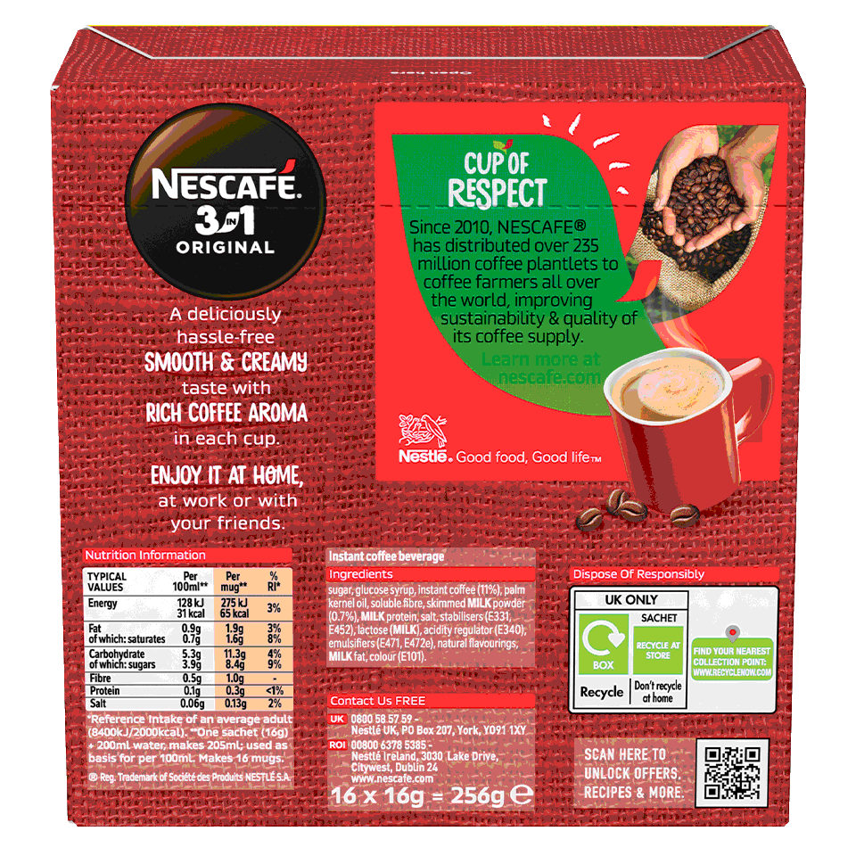 Nescafe 3in1 Original Back of Pack