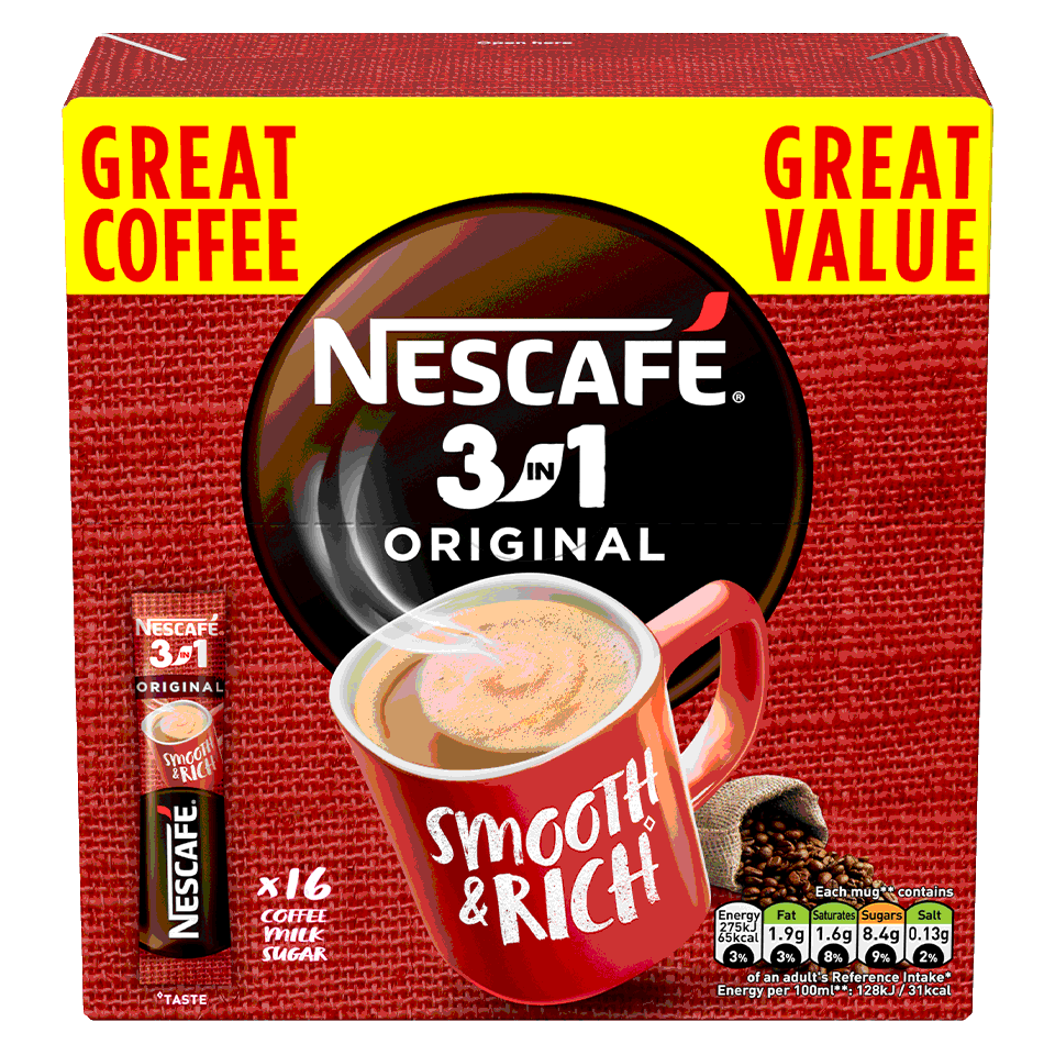 Nescafe 3 in 1 Instant Coffee - Original (Less Sugar)