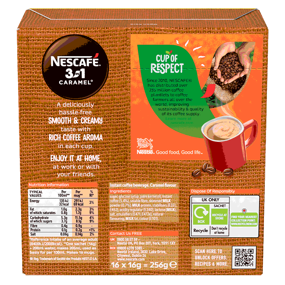 Nescafe 3in1 Caramel Back of Pack