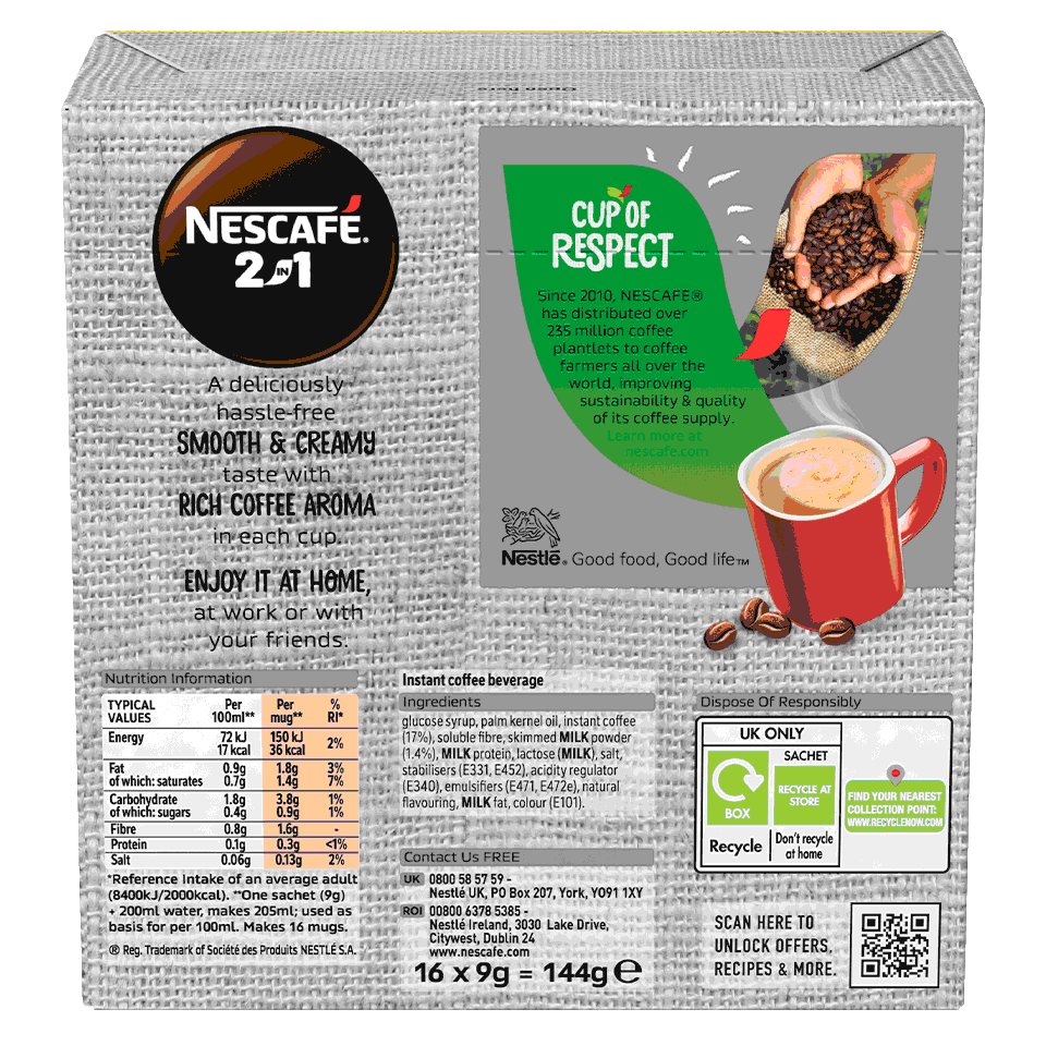 Nescafe 2in1 Back of Pack