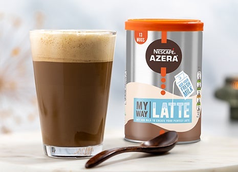 Nescafé Azera My Way Latte tin and coffee