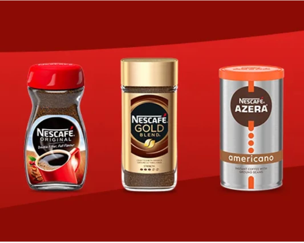 Three Nescafé instant coffees in a row