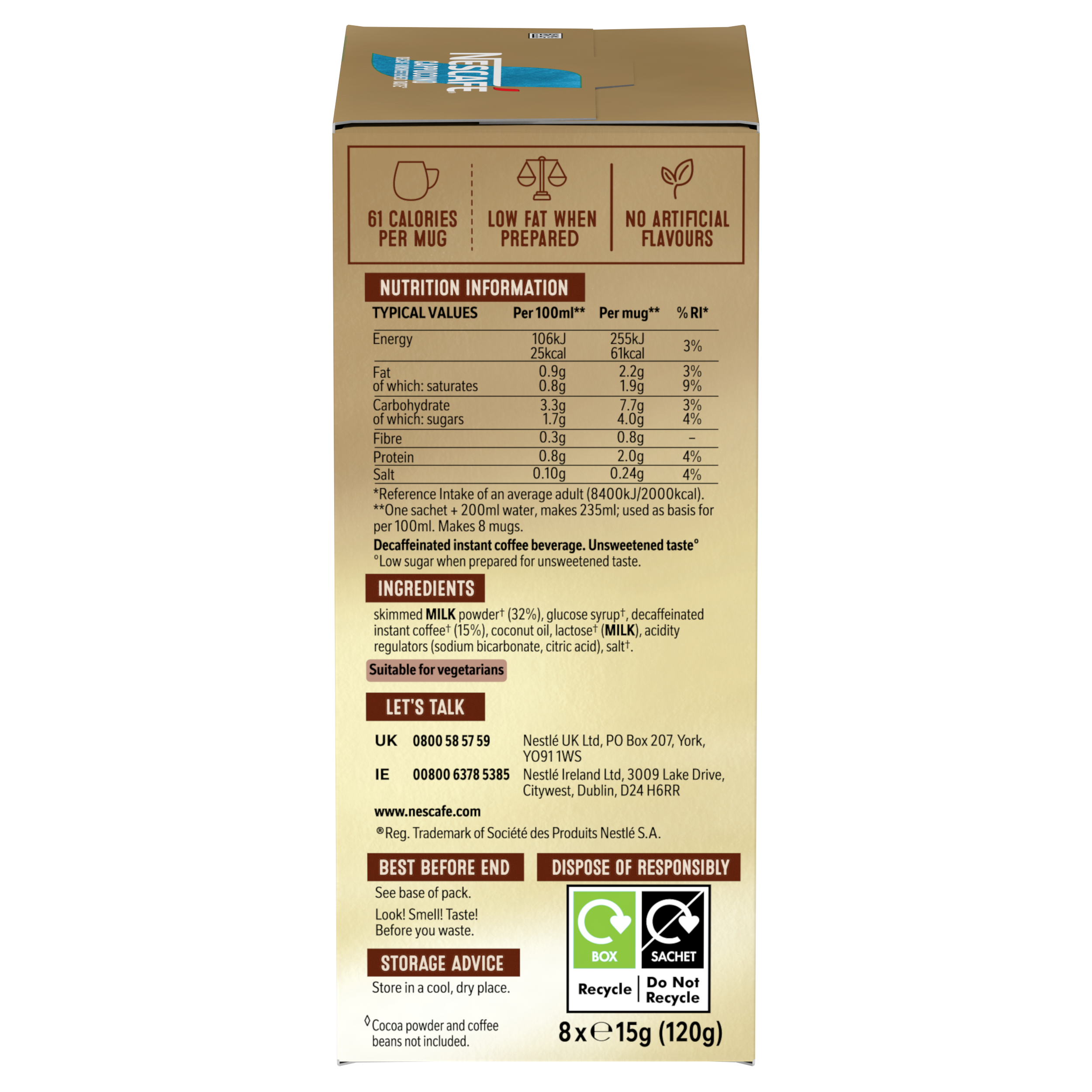 Cappuccino Decaf Unsweetened Taste