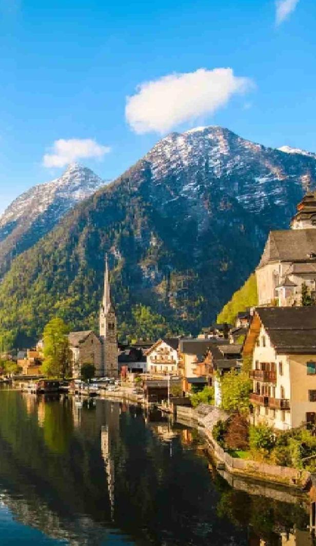 Village lake border Austria