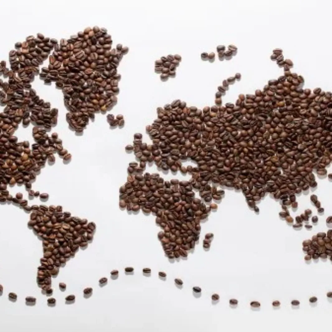 Coffee beans world map art