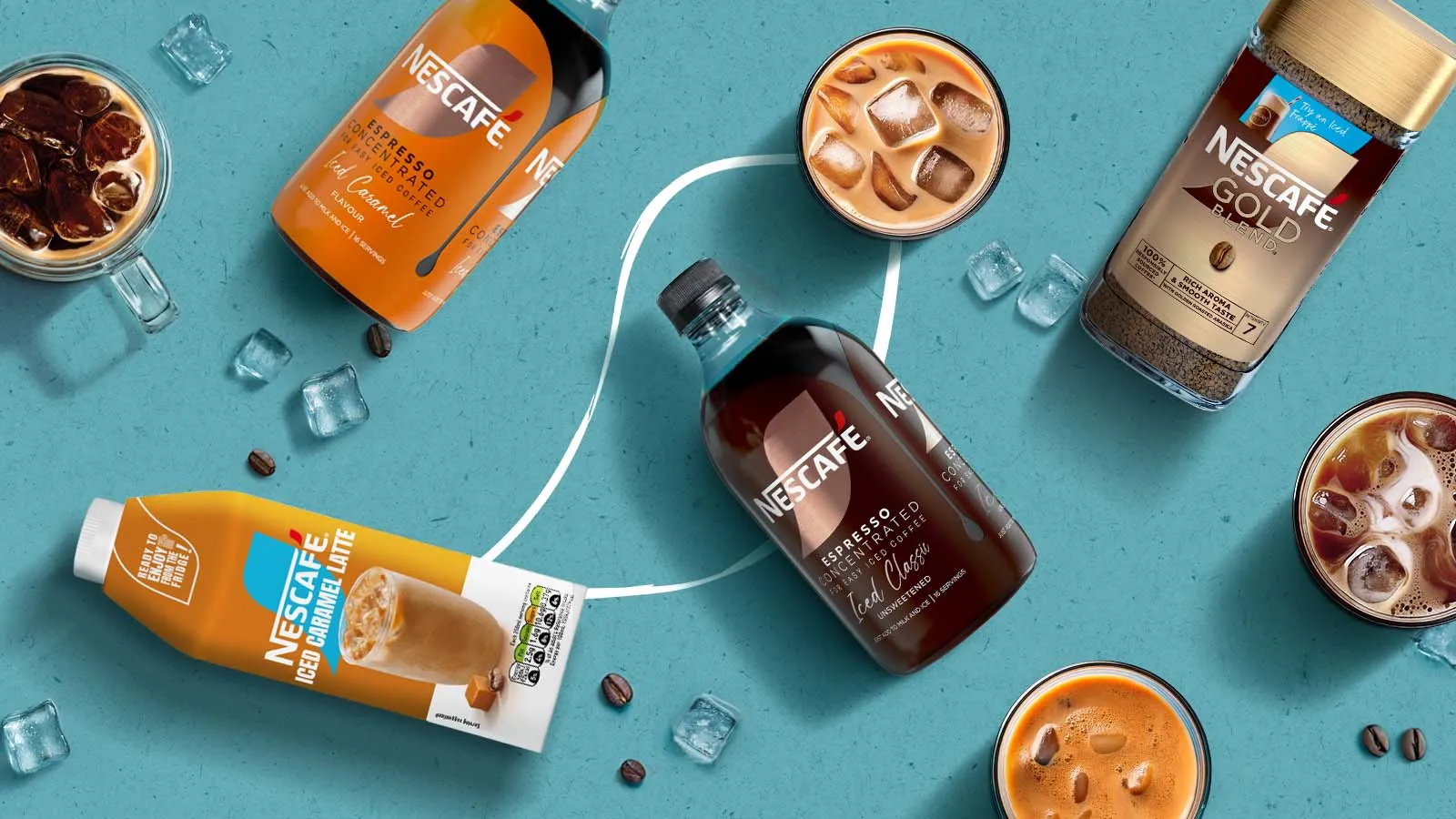 Assortment of NESCAFÉ® cold coffee products
