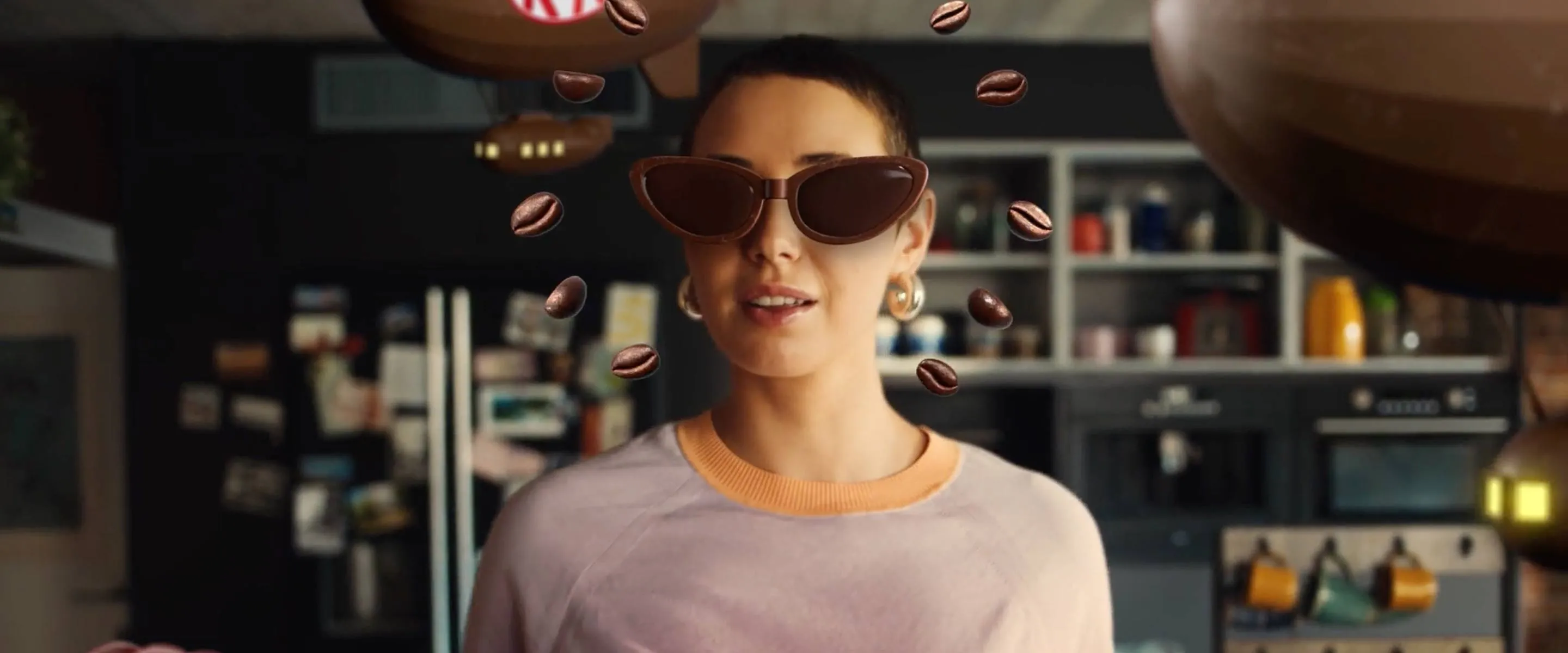 woman enjoying nescafe kitkat