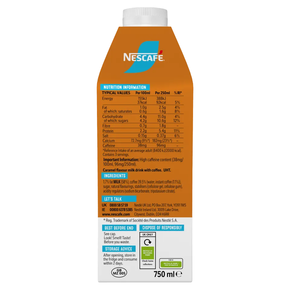 nescafé iced coffee caramel flavoured latte 