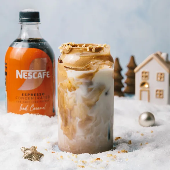 Hazelnut Cream & Caramel Iced Latte 
