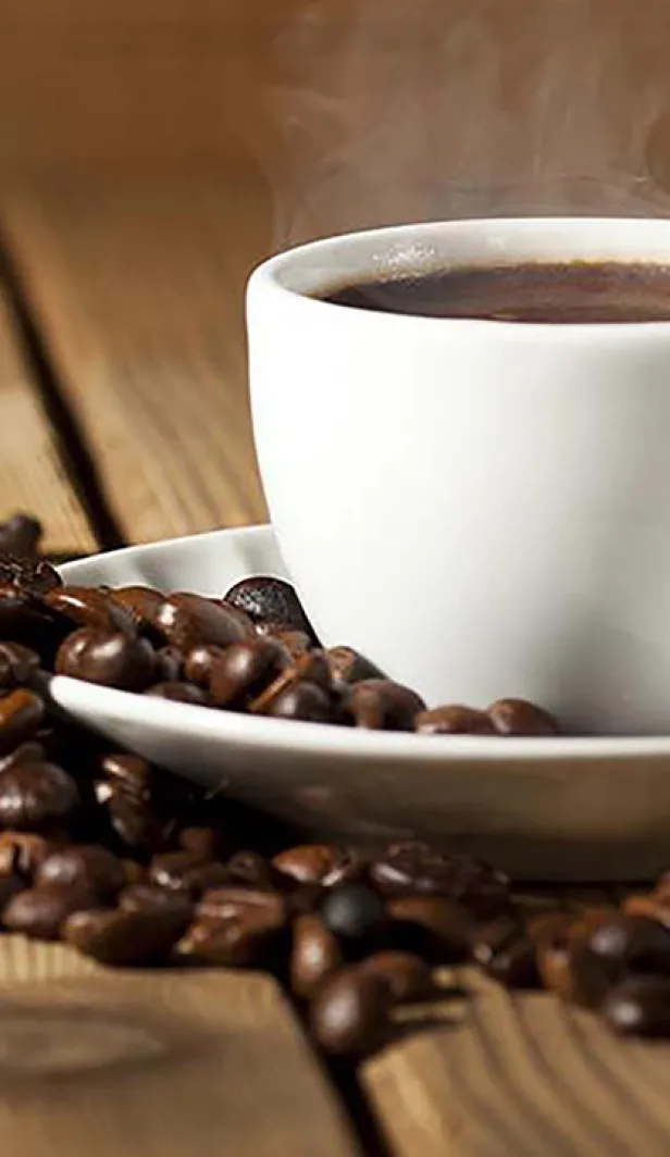 steaming hot coffee