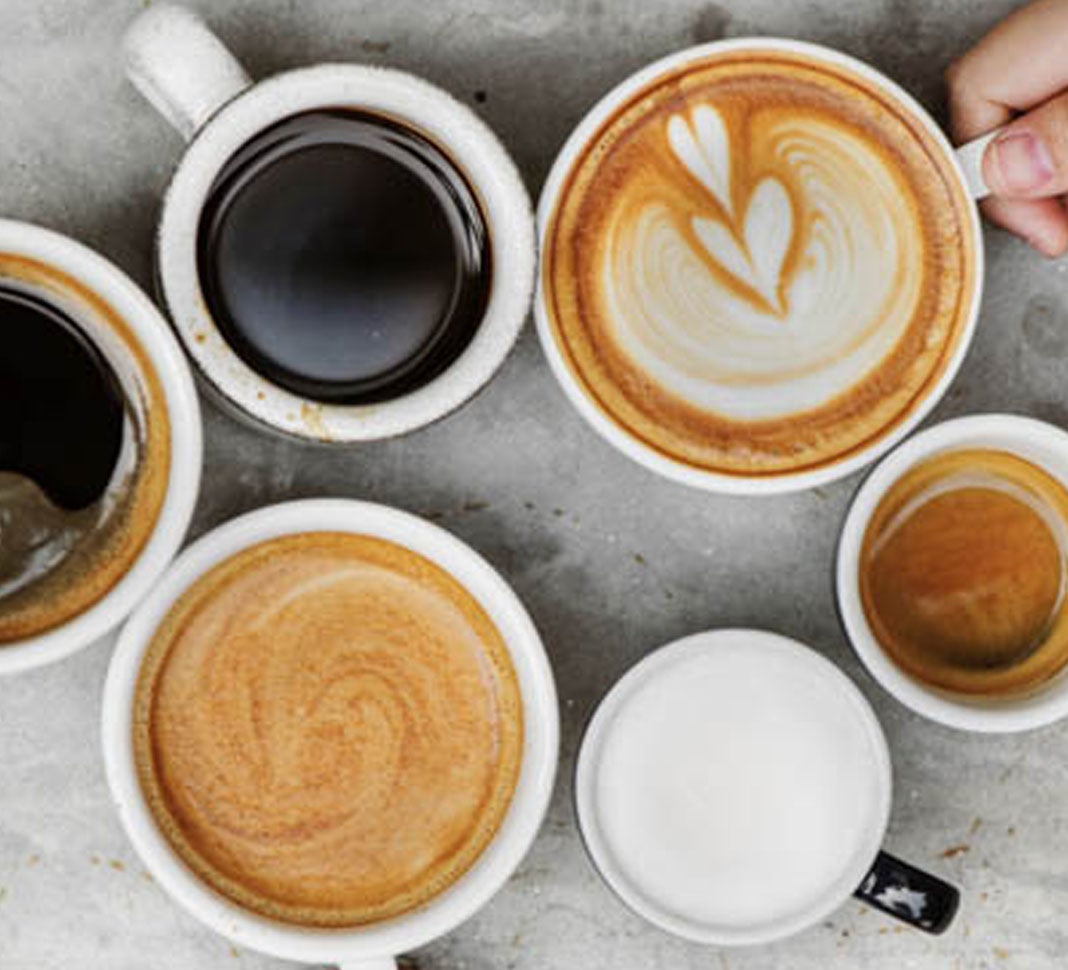 Tazze con differenti tipologie di caffè