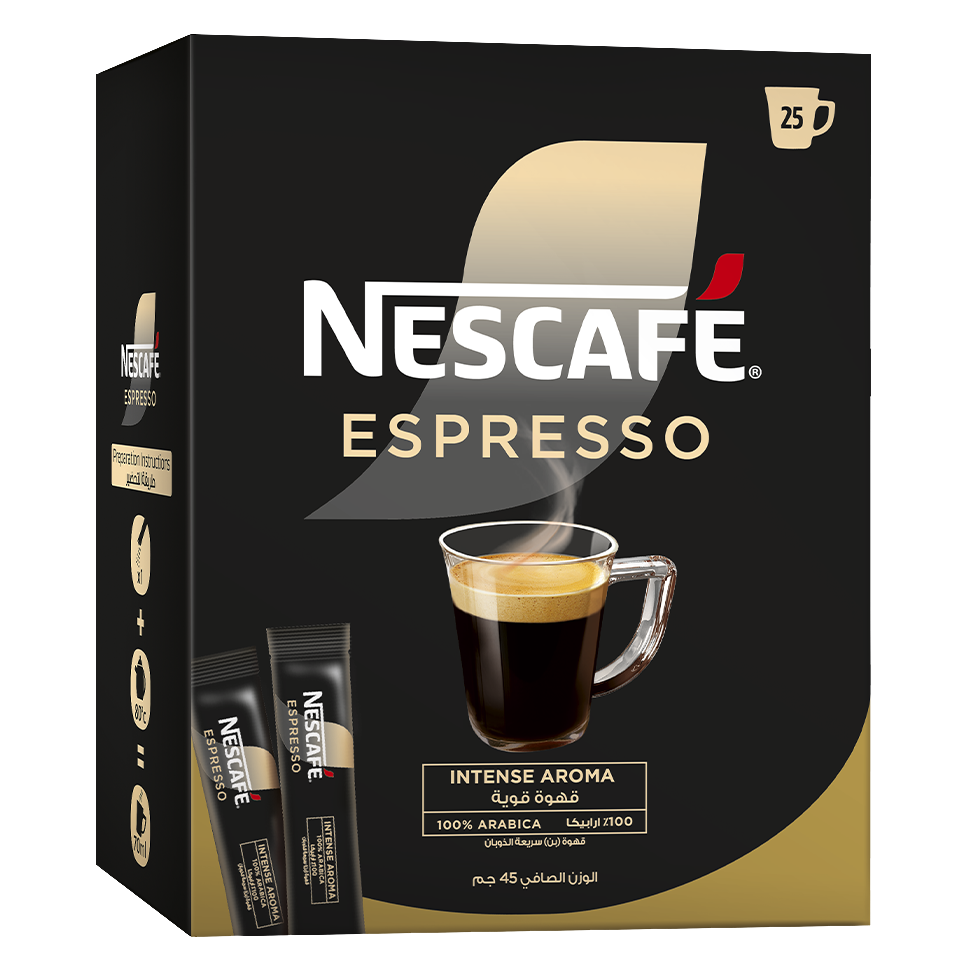 Nescafe Espresso sticks packaging for 25 portions