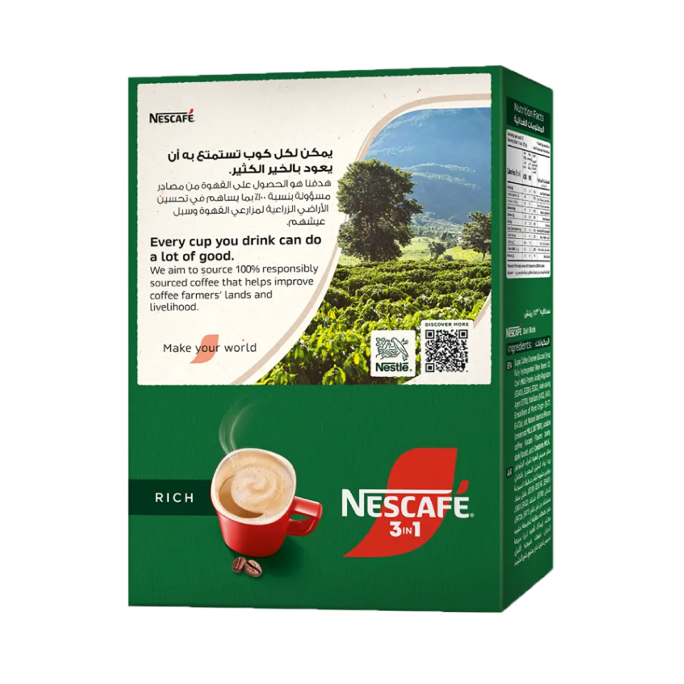 Nescafé Instant coffee back of the packaging