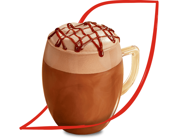 Glass mug with NESCAFÉ Peppermint Mocha coffee inside