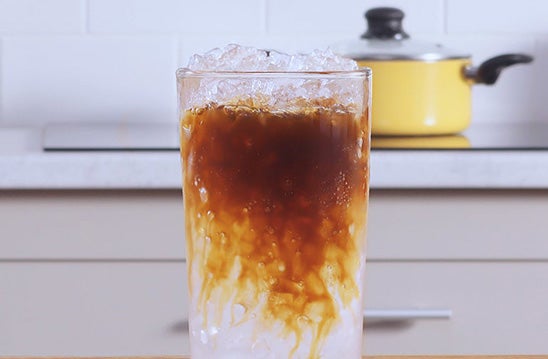 Receta de café helado con burbujas