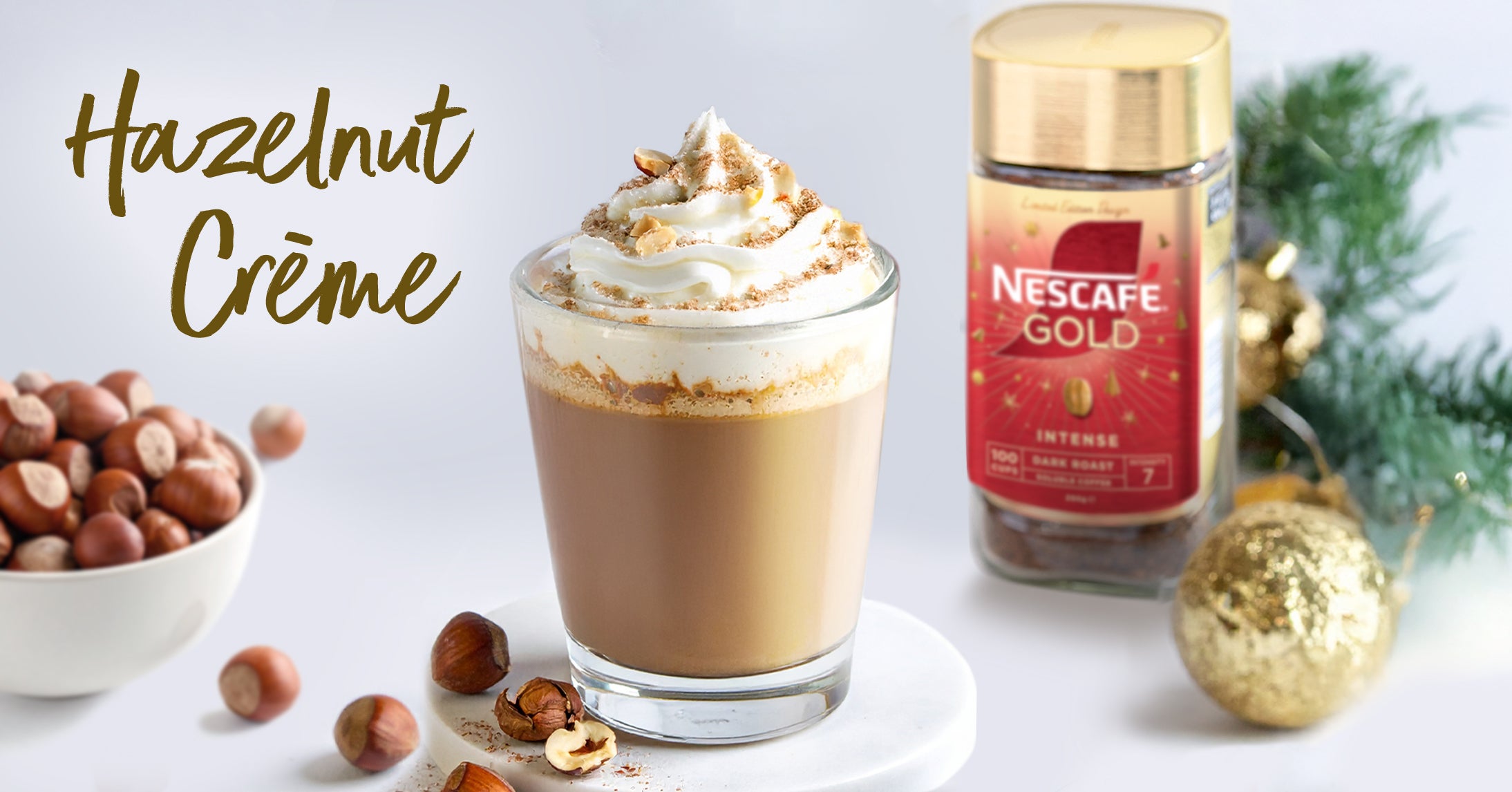 Hazelnut Créme The Nescafé Gold Hazelnut Crème blends smooth coffee with the sweet, nutty richness of hazelnut and a creamy finish, offering a cozy, indulgent sip with every cup.