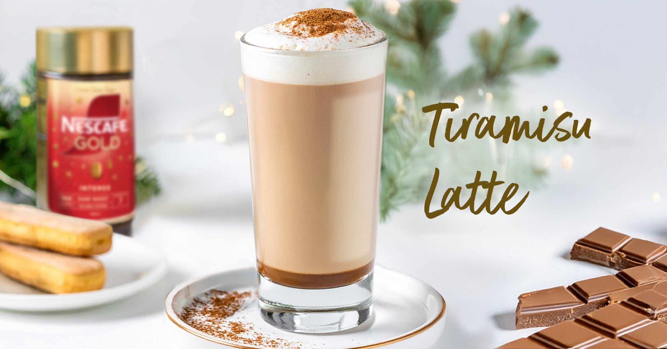 Tiramisu Latte The Nescafé Gold Tiramisu Latte combines rich coffee with velvety cream, a hint of cocoa, and a touch of tiramisu flavor, delivering a decadent, dessert-like treat.
