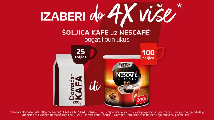NESCAFÉ Classic 4 puta više šoljica