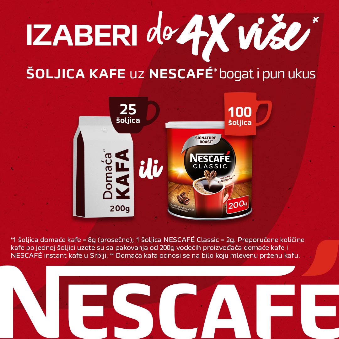 NESCAFÉ Classic 4 puta više šoljica