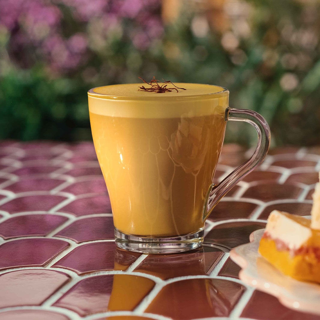 Cup of safffron latte