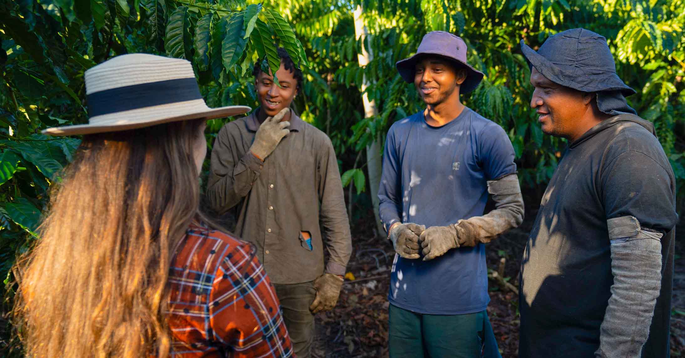coffee farmers discussing regenative agriculutre