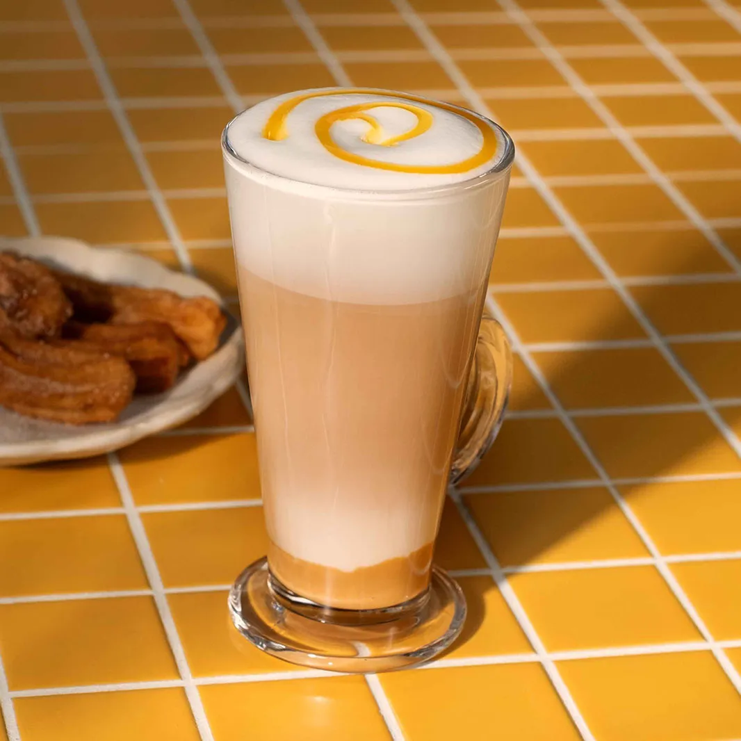 Glass of a dulce de leche latte