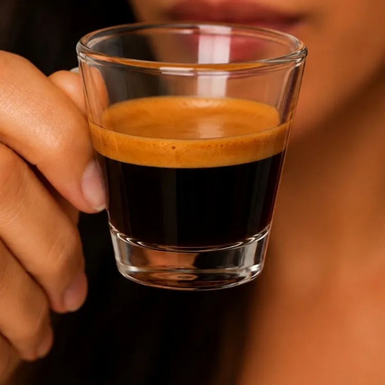 ผู้หญิงกำลังดื่มกาแฟ Ristretto