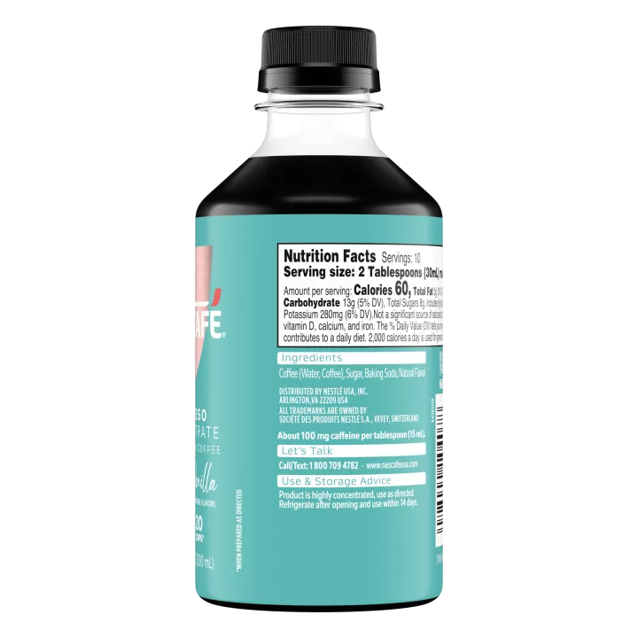 Front Right view of NESCAFE Espresso Concentrate Vanilla Coffee 300ml Bottle product.