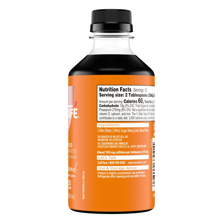 Front Right view of NESCAFE Espresso Concentrate Caramel Coffee 300ml Bottle product.
