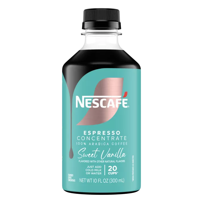 Front Center view of NESCAFE Espresso Concentrate Vanilla Coffee 300ml Bottle product.