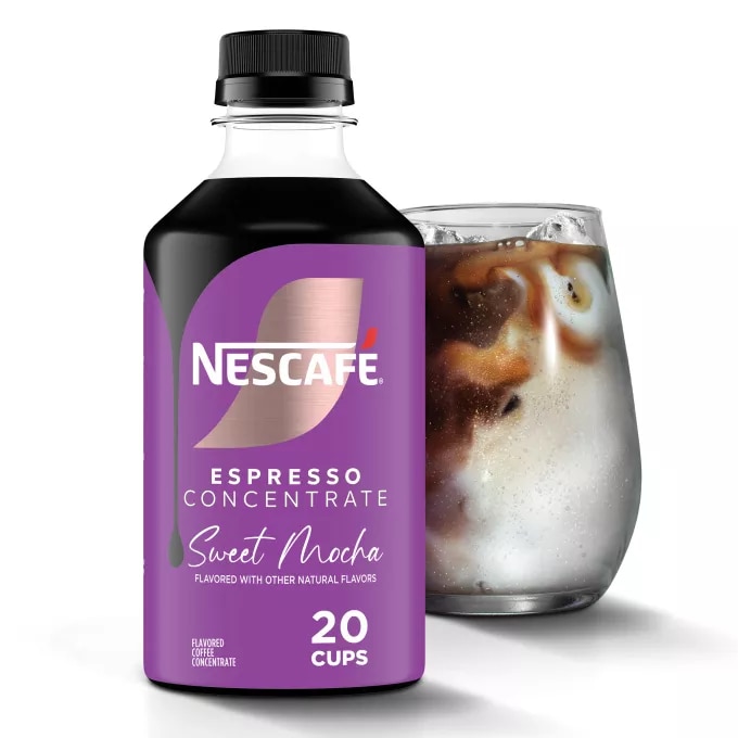Front Center view of NESCAFE Espresso Sweet Mocha Coffee Concentrate 10floz Bottle product.
