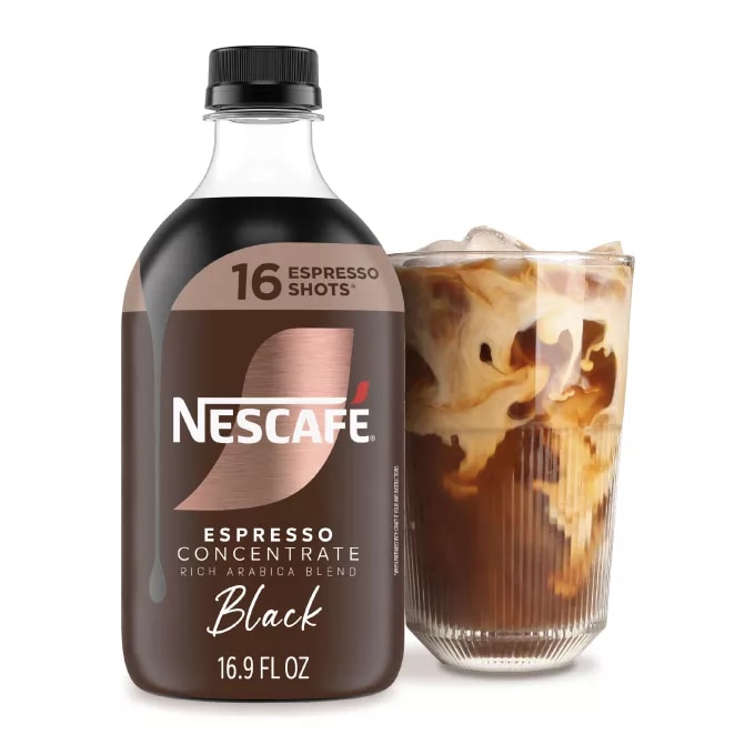 Front Center view of NESCAFE Espresso Concentrate Black Coffee 500ml BottleBlack 16.9 FL OZ (1.09 pt/500mL) product.