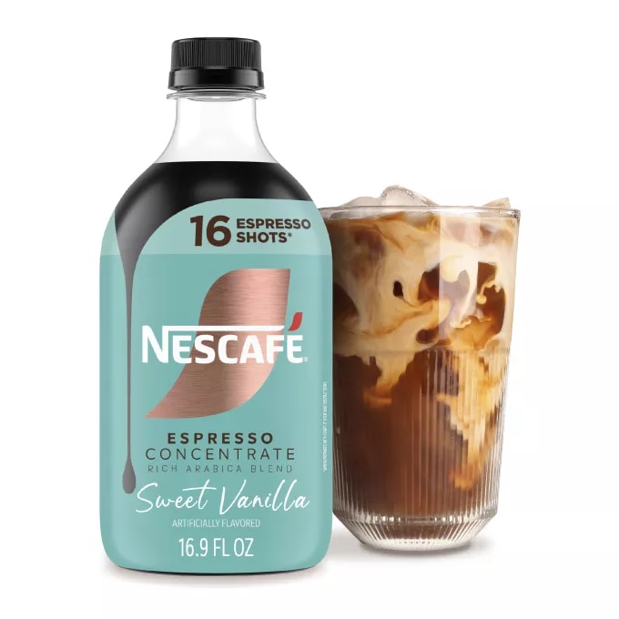 Front Center view of NESCAFE Espresso Concentrate Vanilla Flvr Coffee 500ml Bottle 16.9 FL OZ (1.09 pt/500mL) product.