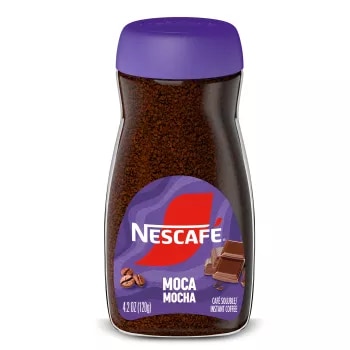 Front Center view of NESCAFE Mocha Flavored Instant Coffee 120g Jar product.