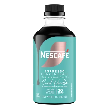 Front Center view of NESCAFE Espresso Concentrate Vanilla Coffee 300ml Bottle product.