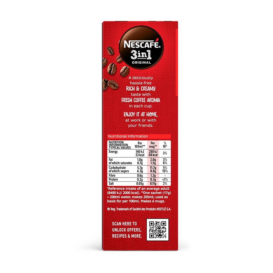 Cà phê hòa tan NESCAFÉ 3in1 Vị Nguyên Bản | Nescafé VN