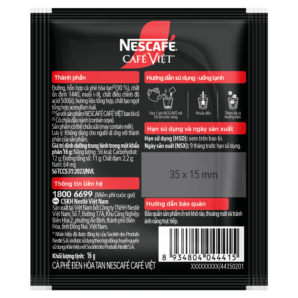 *Cà phê đen hòa tan NESCAFÉ CAFÉ VIỆT 5
