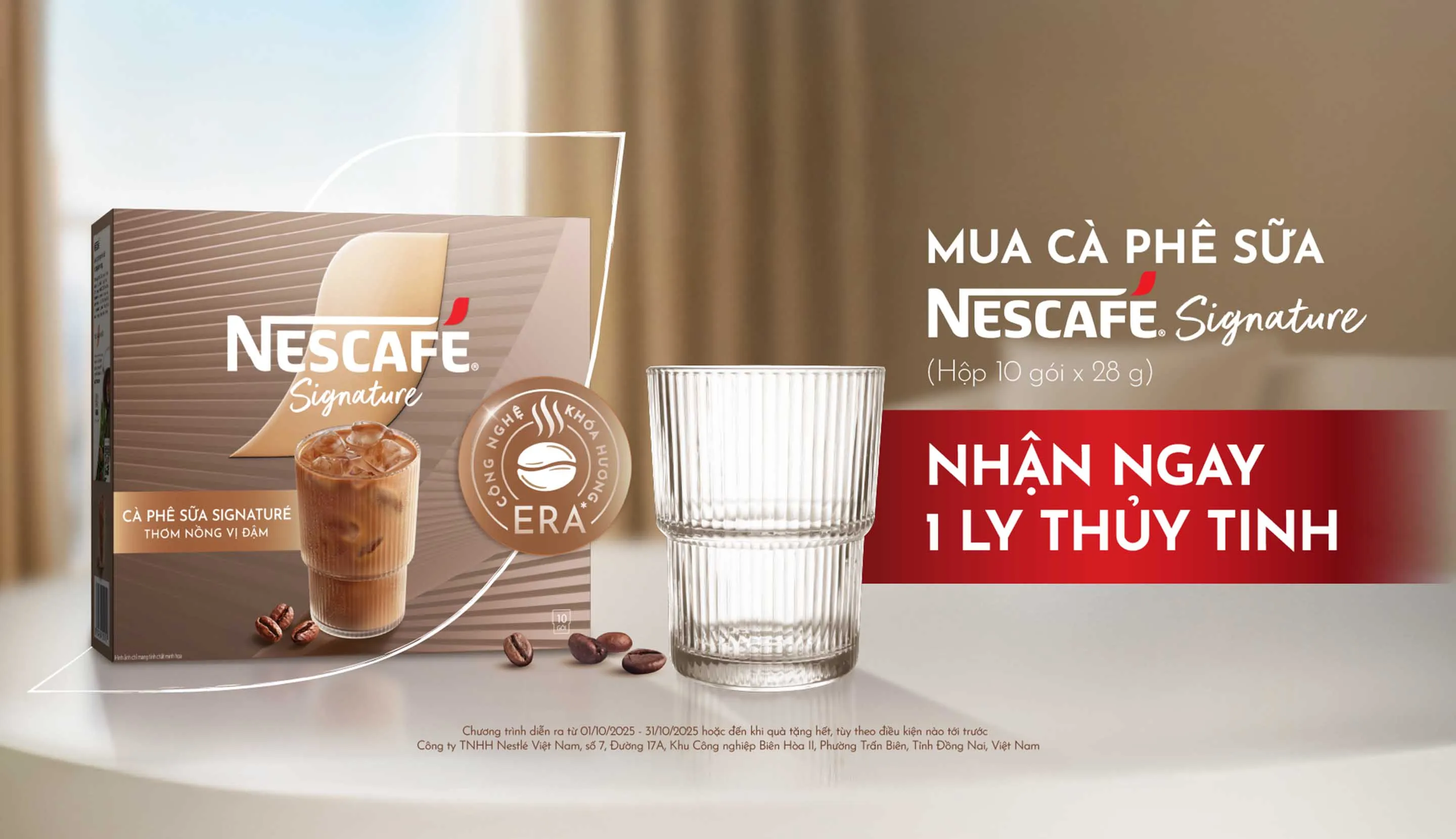 NESCAFÉ Signaturé khuyến mãi khuyến mãi NESCAFÉ tặng ly thủy tinh