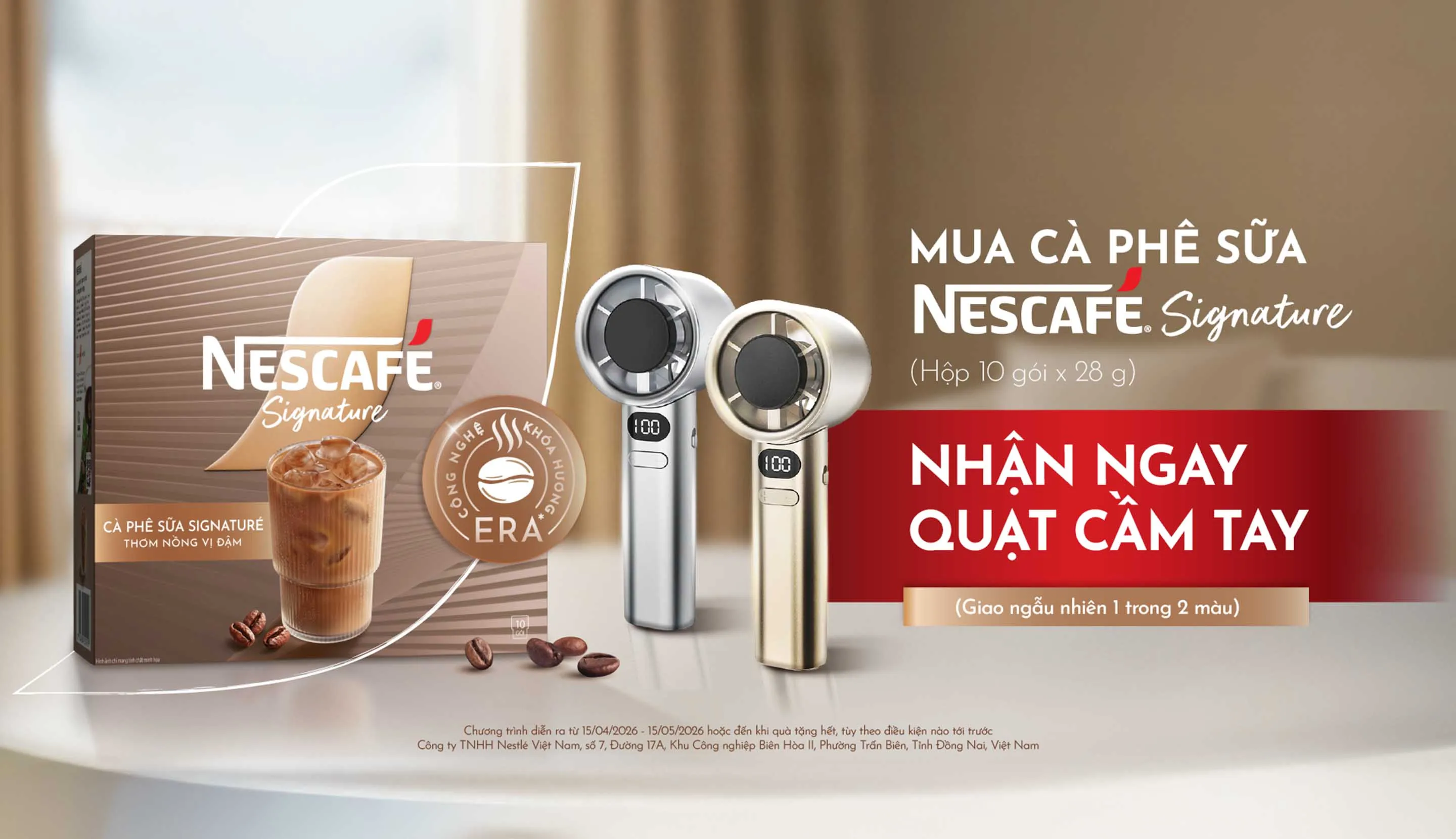 Khuyến mãi NESCAFÉ Signaturé 280g tặng quạt cầm tay