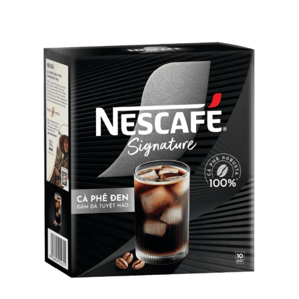 Hộp cà phê đen NESCAFÉ Signature, mặt trước góc trái​